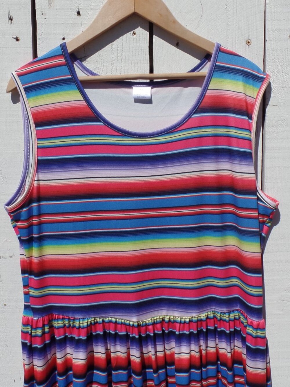 Rainbow Striped Womens Sleeveless Maxi Dress NWOT XL - Picture 3 of 7